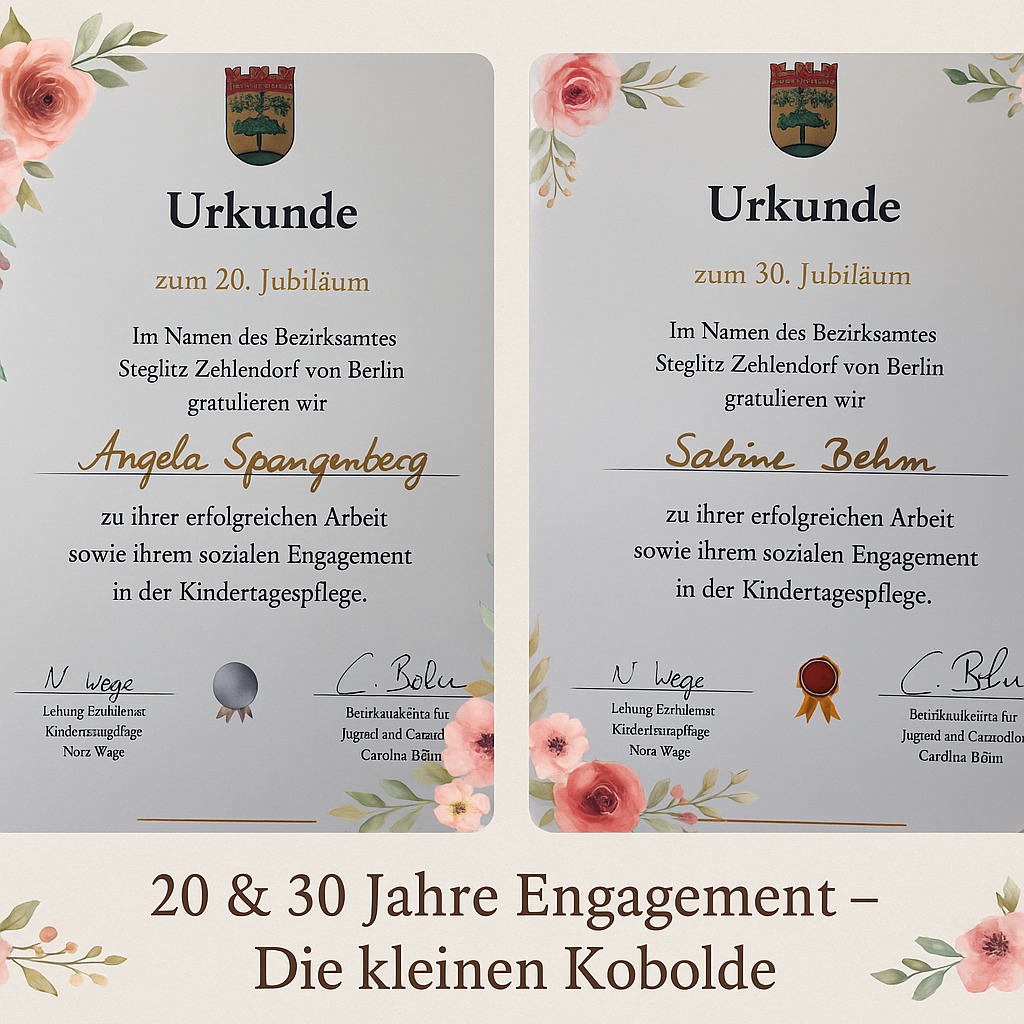 Urkunden 20 und 30 Jubiläum